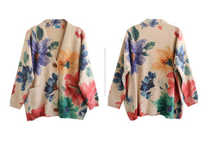Áo khoác len cashmere dài tay cổ V ba khuy - NU7773