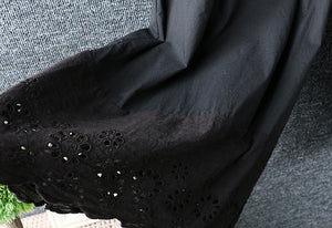 Quần baggy lưng thun ống rộng thêu hoa lá - NU7006
