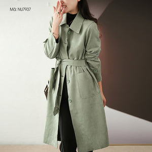 Áo khoác trench coat da lộn dài tay - NU7937