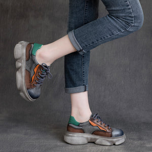 Giày da retro Sneaker để bằng cột dây - OD0642