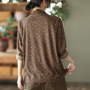 Áo T-shirt dài tay cổ đứng in hoa liti - NU8028