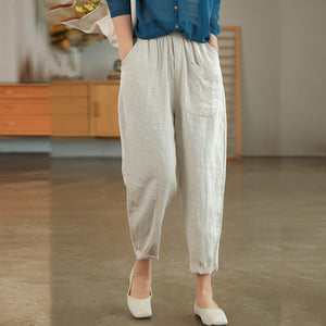 Quần baggy linen lưng thun một túi xéo kiểu - NU6838