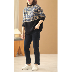 Áo len đan dài tay cổ lọ hoa văn cổ điển - NU6194