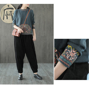 Áo T-shirt len jacquard dài tay cổ tròn - NU7775