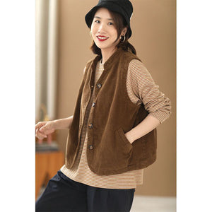Áo khoác gile nhung sát nách cổ đứng - NU7698