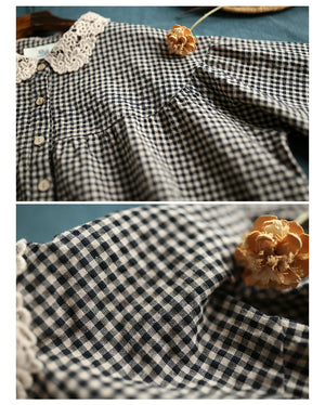 Áo sơ mi linen caro dài tay - NU4413