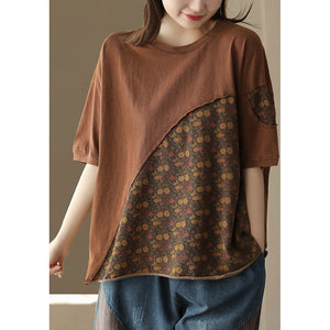 Áo T-shirt ngắn tay cổ tròn hai mảnh in hoa nhí - NU8573