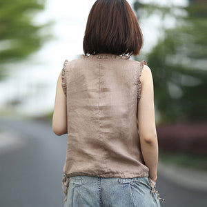 Áo sơ mi sát nách cổ xếp ly vạt dây rút - NU2975 - kamaka.vn - thời trang nhật