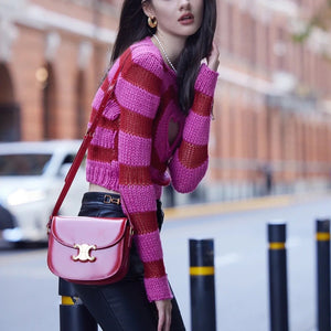Áo len croptop đan hình tròn dài tay cổ tròn - NU8499
