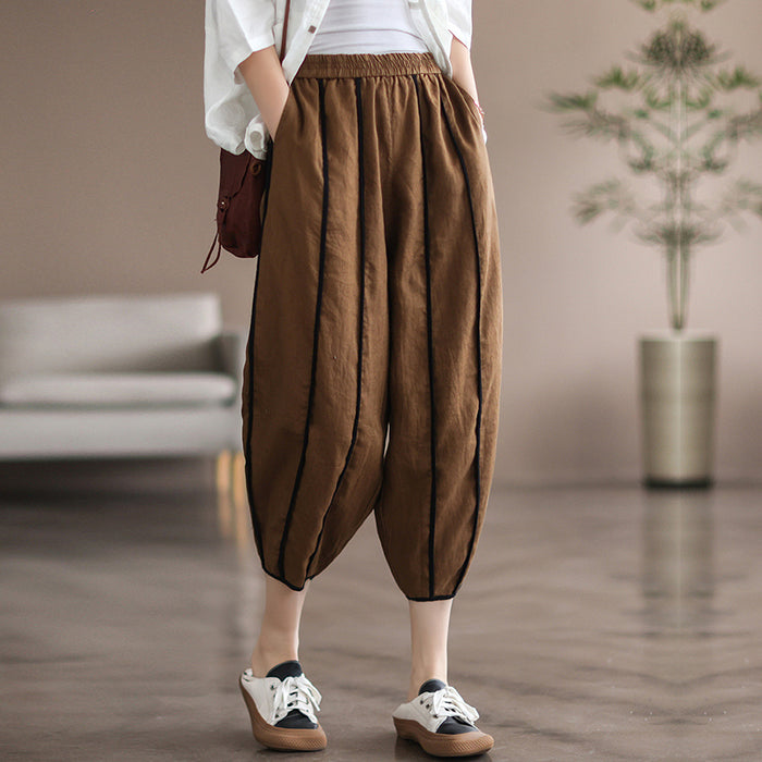 Quần baggy linen lưng thun may đường sọc - NU7293
