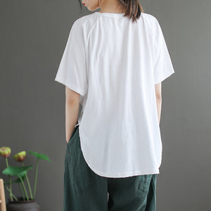 Áo T-shirt ngắn tay cổ tròn kiểu túi đôi vạt mullet - NU8353
