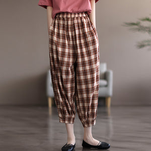Quần baggy lưng thun kẻ sọc caro - NU6852