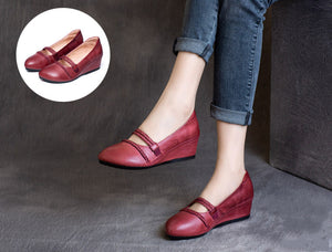 Giày da retro đế cao quai bện - NU5678