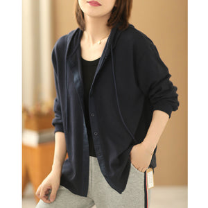 Áo khoác cardigan đệt kim có mũ khuy cài - NU7707