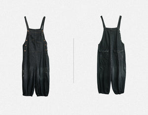 Quần baggy yếm denim retro túi kiểu sờn - NU6618