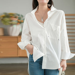Áo sơ mi dài tay cổ đức vạt mullet form dài túi kiểu - NU7608