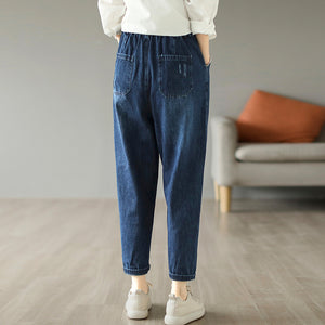 Quần baggy denim retro lưng thun kiểu sờn - NU8279