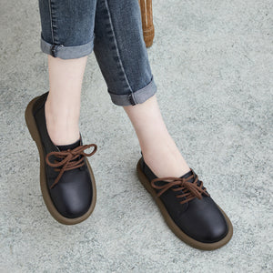 Giày da retro cột dây đế tròn - OD1006