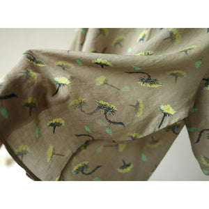 Áo sơ mi linen ngắn tay cổ pipi in hoa cúc khuy sau - NU5992