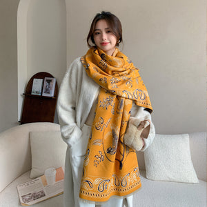 Khăn quàng cashmere hoa văn thiên nhiên - NU7800