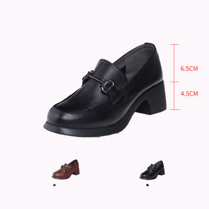 Giày da retro đế cao khóa thép mũi tròn - OD0976