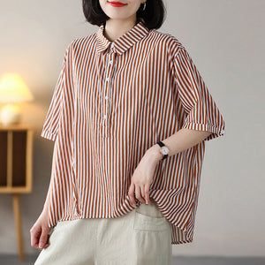 Áo sơ mi kẻ sọc ngắn tay cổ đức - NU7558
