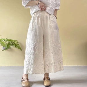 Quần baggy lưng thun thêu hoă văn đục lỗ - NU8621