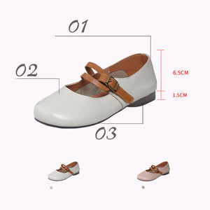 Giày da retro mũi tròn dây cài đôi - NU5742