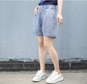 Quần sooc denim gấu gấp hai khuy cài - NU4053