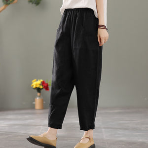 Quần baggy linen lưng thun hai túi tròn - NU7436