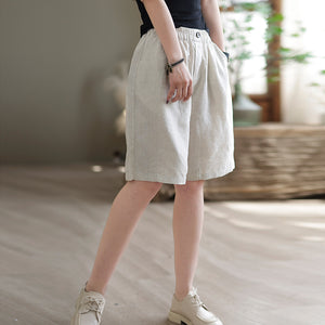Quần sooc linen lưng thun xếp ly một khuy cài - NU6938