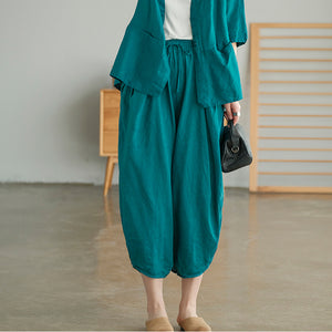 Quần baggy linen lưng thun túi tròn - NU5589