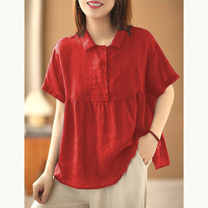 Áo sơ mi linen ngắn tay cổ pipi bốn khuy - NU7521