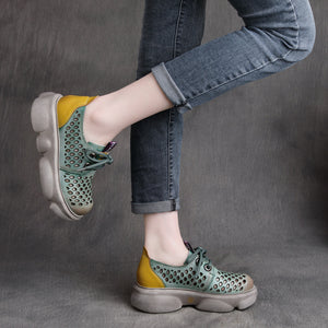 Giày da retro Sneaker đục lỗ để bằng - OD0641