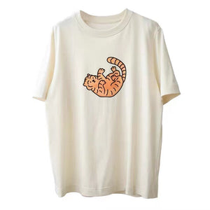 Áo T-shirt ngắn tay cổ tròn in chú hổ - NU6707