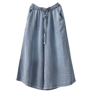 Quần baggy denim ống rộng dây rút - NU5442