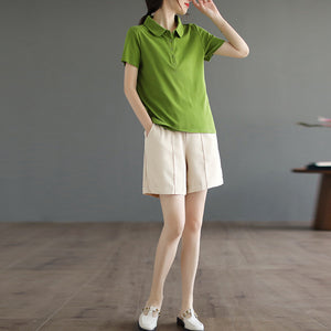 Áo T-shirt ngắn tay cổ pipi 4 khuy - NU8427