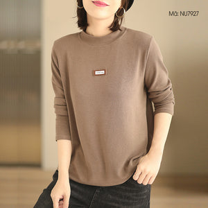Áo T-shirt dài tay cổ đứng một màu - NU7926