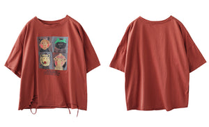 Áo T-shirt ngắn tay cổ tròn in chân dung hoạt hình - NU8350