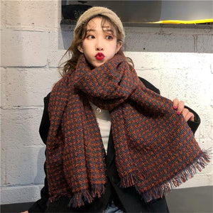 Khăn quàng len cashmere kẻ sọc caro - NU7803
