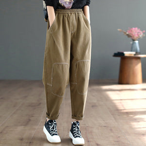 Quần baggy retro lưng thun trần gối - NU8035