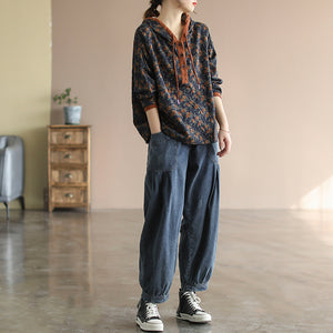 Quần baggy denim lưng thun xếp ly gấu túm - NU6685