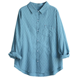 Áo sơ mi linen dài tay cổ đức một túi xéo - NU8141