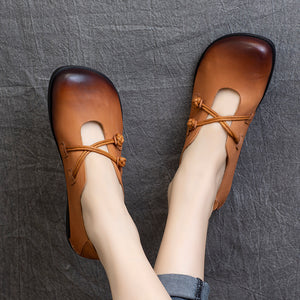 Giày da retro dây chéo đế đơn - NU4275