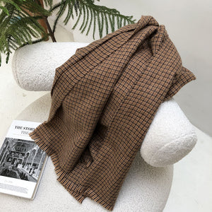 Khăn quàng len cashmere kẻ sọc caro phong cách retro - NU7806