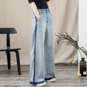 Quần baggy denim viền thô ống rộng - NU8236