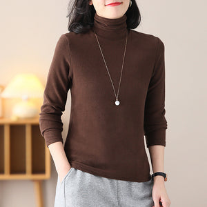 Áo T-shirt dài tay cổ lọ một màu - NU8163