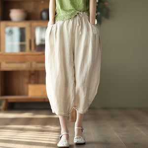 Quần baggy linen lưng thun túi tròn - NU5589