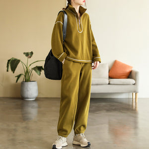 Bộ đồ thể thao gồm áo T-shirt dài tay cổ đứng và quần baggy lưng thun - NU7995