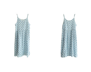 Đầm liền linen hai dây cổ V in hoa lá - NU7071